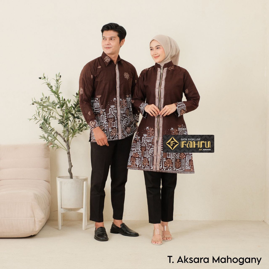 FAHRUBATIK - Motif AKSARA - Batik Model Tunik Zipper OP Blus BALON Blus Kemeja Hem - Batik Nyaman Pr
