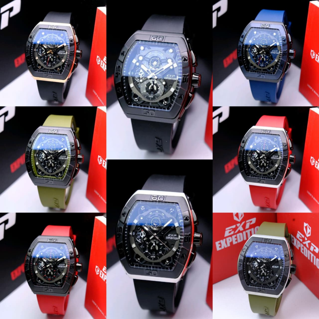 JAM TANGAN PRIA EXPEDITION E 6800 E6800 EXP6800 BLACK RUBBER ORIGINAL