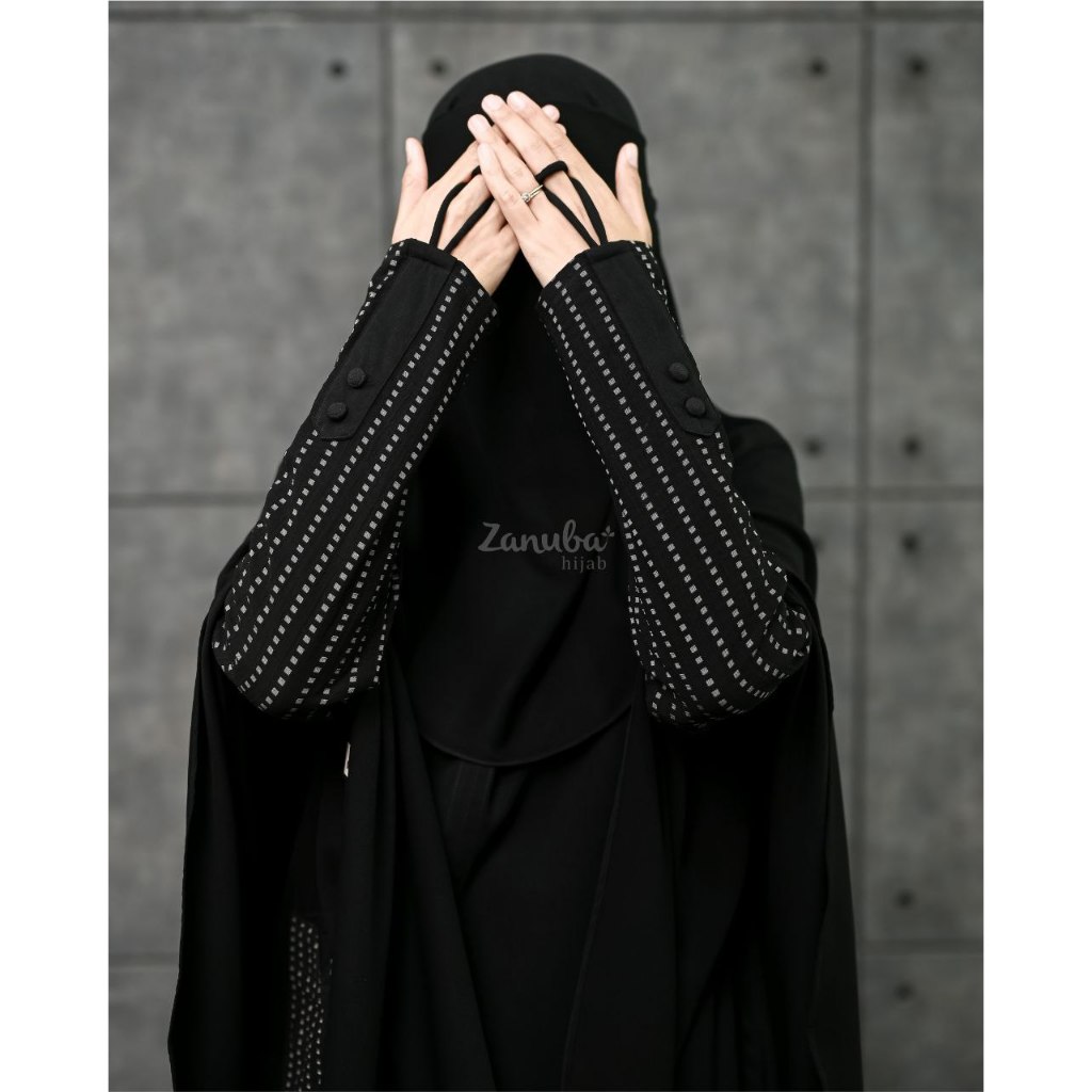 Jetblack Dots White Gamis Only | Gamis Abaya Jetblack Hitam Umroh Haji Balikpapan Gamis Syar'i Polos