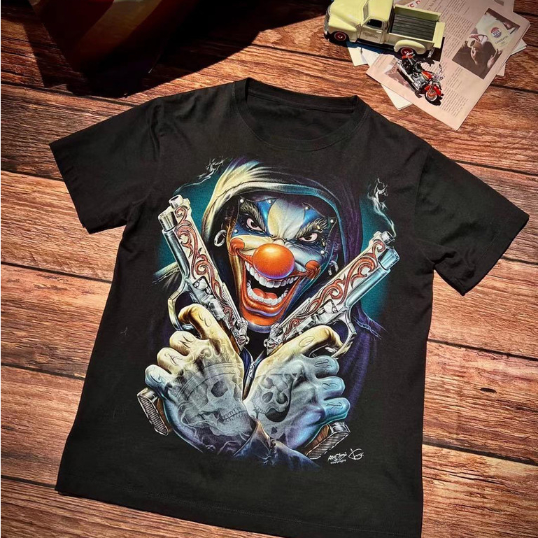 ( COD ) Kaos Distro Motif Badut Pistol | American Vintage Style | Unisex Oversize