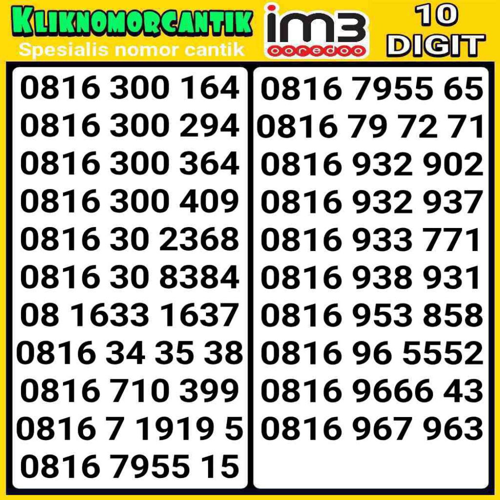 nomor cantik Indosat 10 Digit 4G&5G Kartu Perdana IM3 11 digit A3