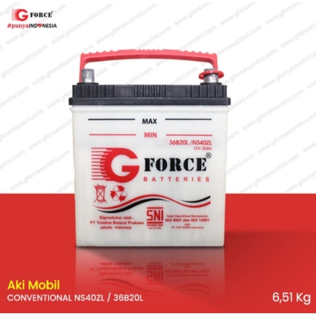 Aki Mobil G-Force NS40ZL / 36B20L 35AH 12V (aki Basah)