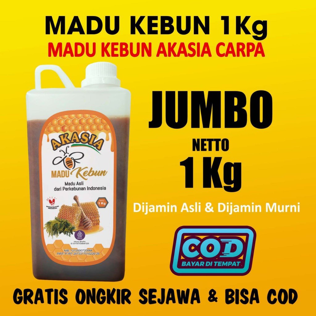 Madu Akasia 1 kg Murni Asli 100% - Madu Akasia - Cod madu akasia 1kg