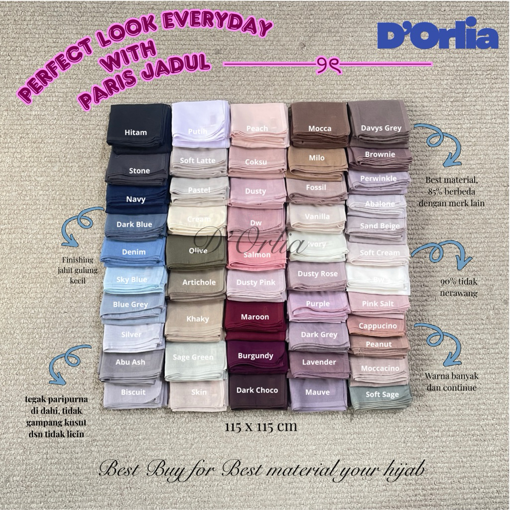D’orlia hijab Paris jadul best material 50 warna
