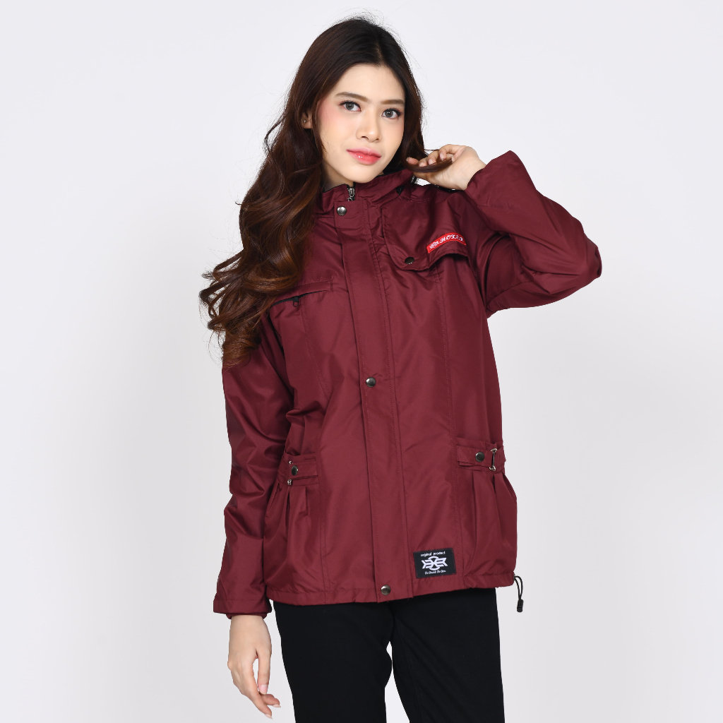 Jaket Parka Parasut Taslan Waterproof  Hoodie Wanita Original hoxer Jaket Motor Cewek