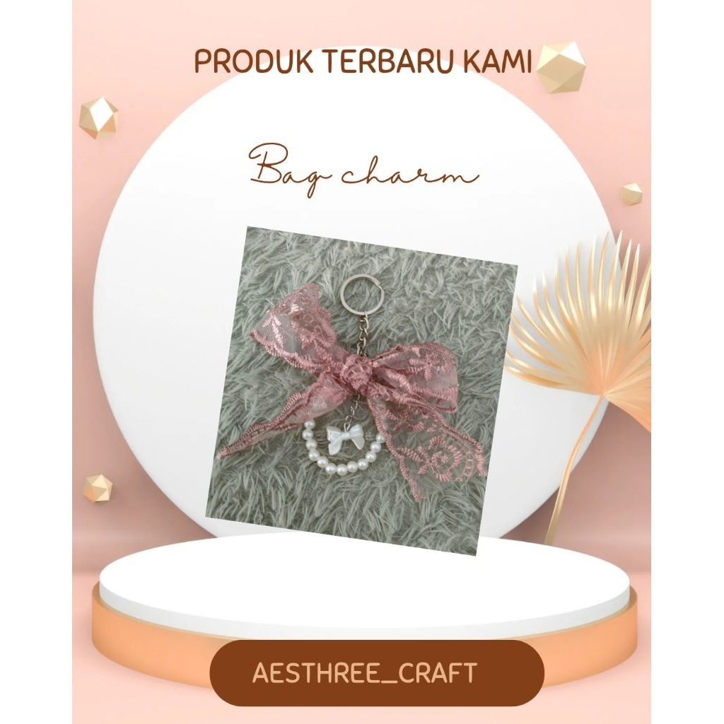 Bag Charm Gantungan Renda Mutiara Manik