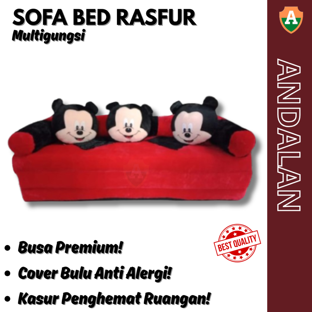 Sofa Bed Bulu Rasfur Kasur Lipat Karaktet Anak Minimalis Busa Super