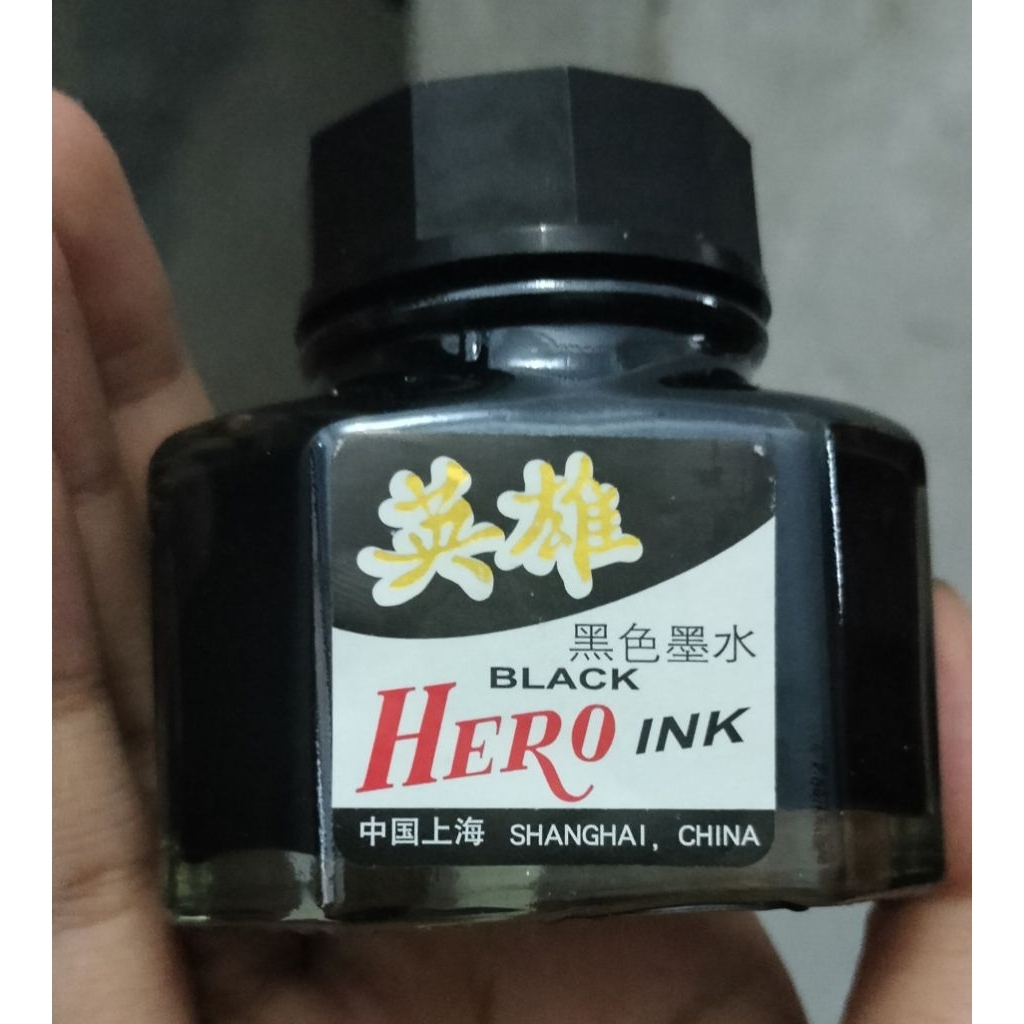 tinta Hero original hitam 50 ml, untuk fountain pen - Hero ini black