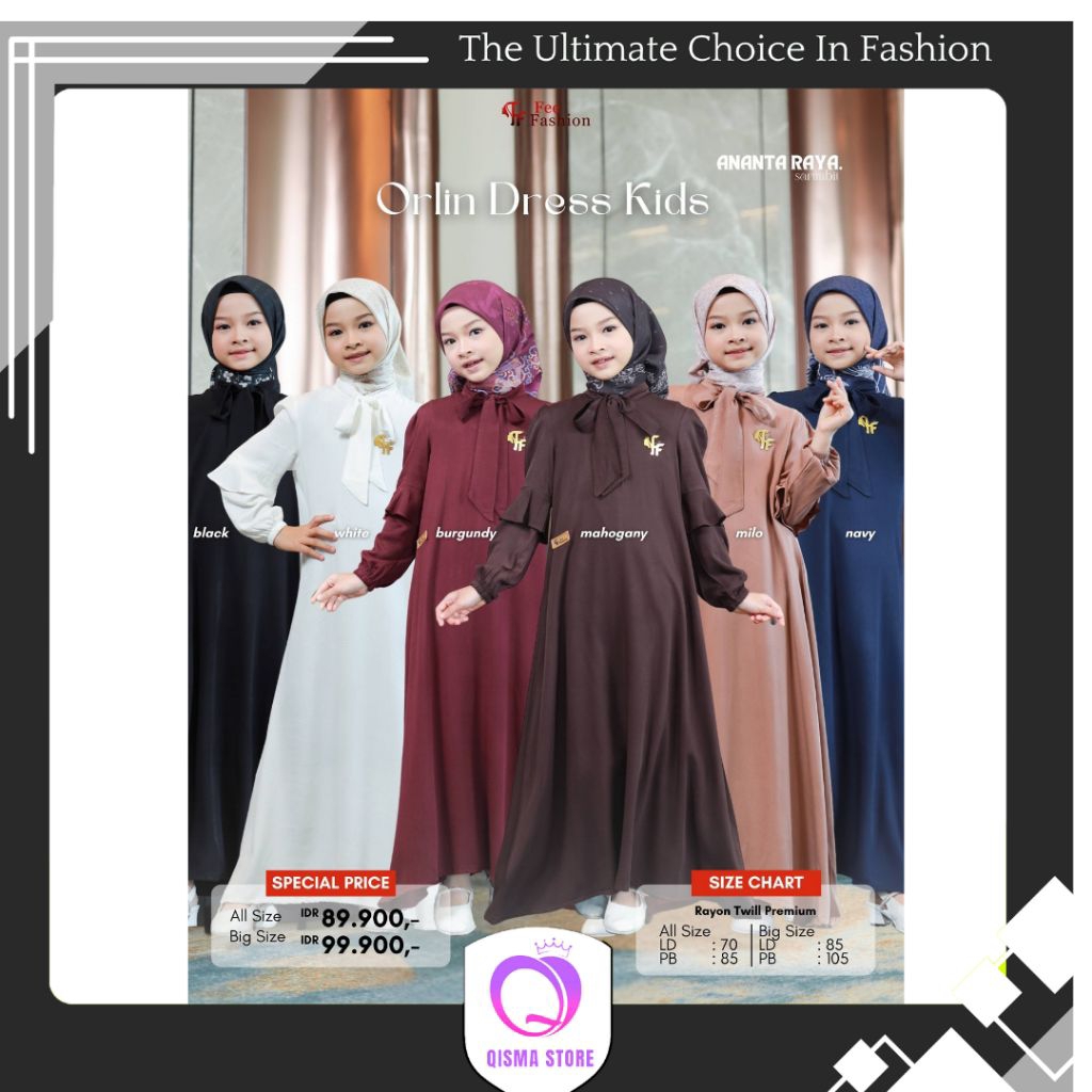BEST PRICE// ANANTA RAYA ORLIN MIDI - DRESS MOM & ORLIN DRESS KIDS BY FEE FASHION // QISMASTORE