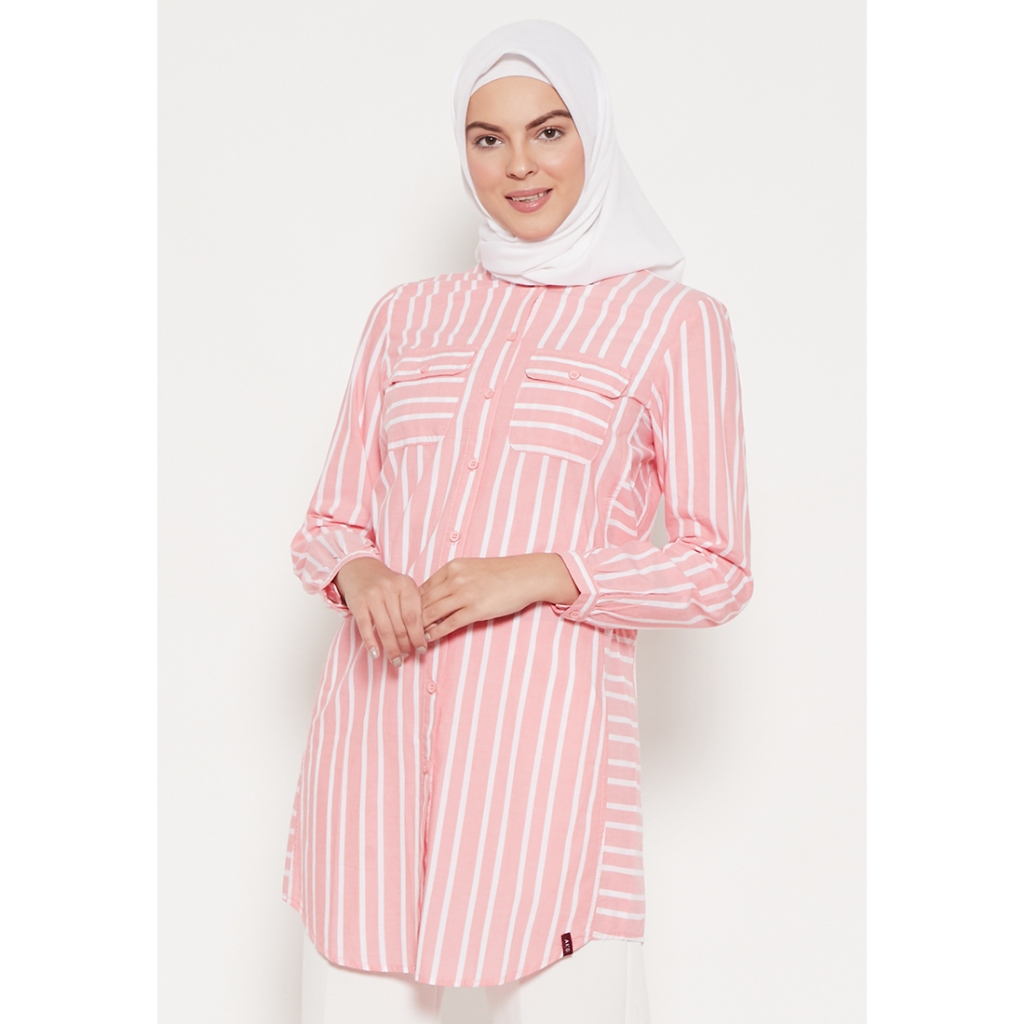 AKO Kemeja Tunik Pink Stripe | 14-3028