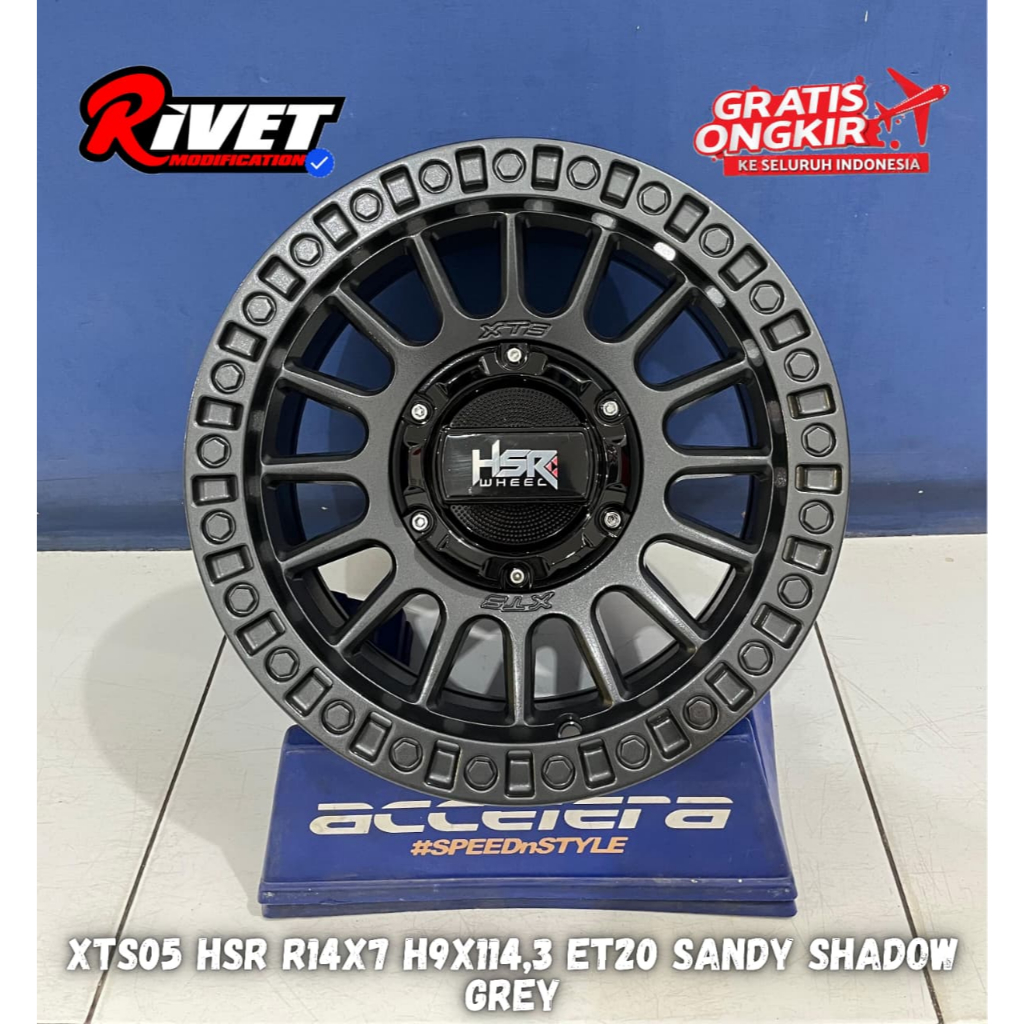 Velg Mobil Offroad Untuk Grandmax Apv Luxio L300 Kijang Dll Pelek Hsr Type XTS05 Ring 14 Grey
