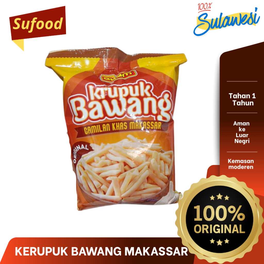 Ayam Kerupuk krupuk bawang khas Makassar Cap Ayam rasa original 225gram