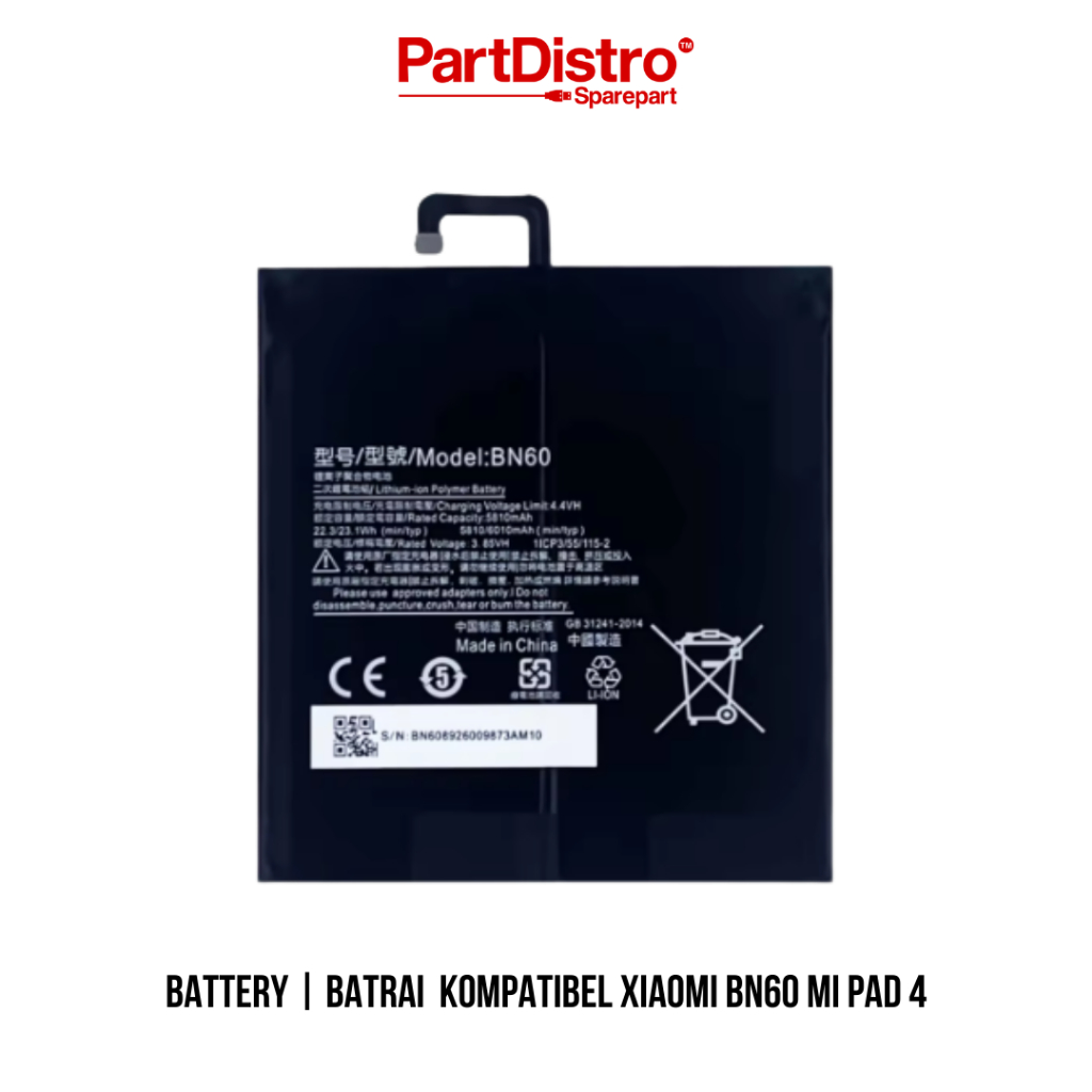 BATTERY | BATRAI  KOMPATIBEL XIAOMI BN60 MI PAD 4