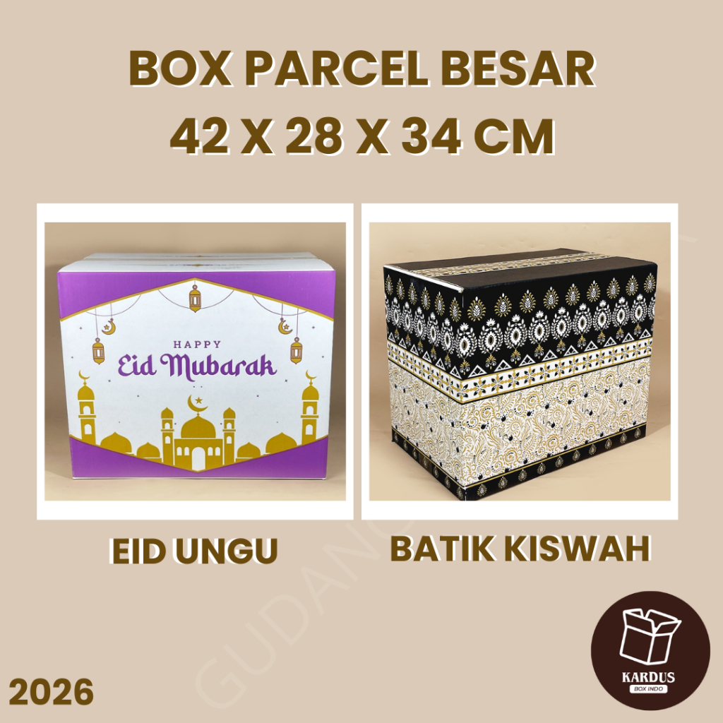 Kardus Parcel Premium 42x28x34 cm – Bingkisan Lebaran/ Batik Box/Box lebaran/Parcel sembako
