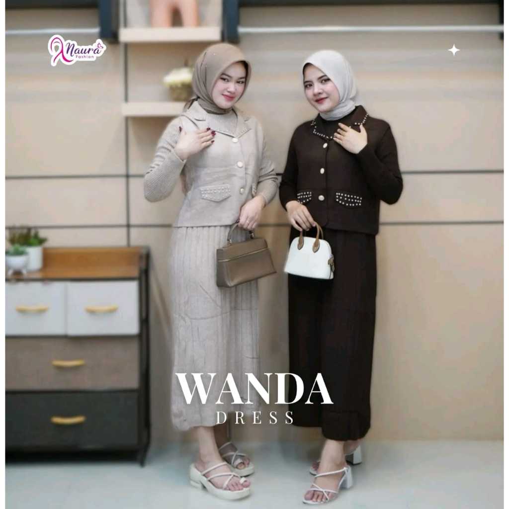 Wanda Dress - Set Gamis Rompi Rajut - Muslim Wanita Dewasa