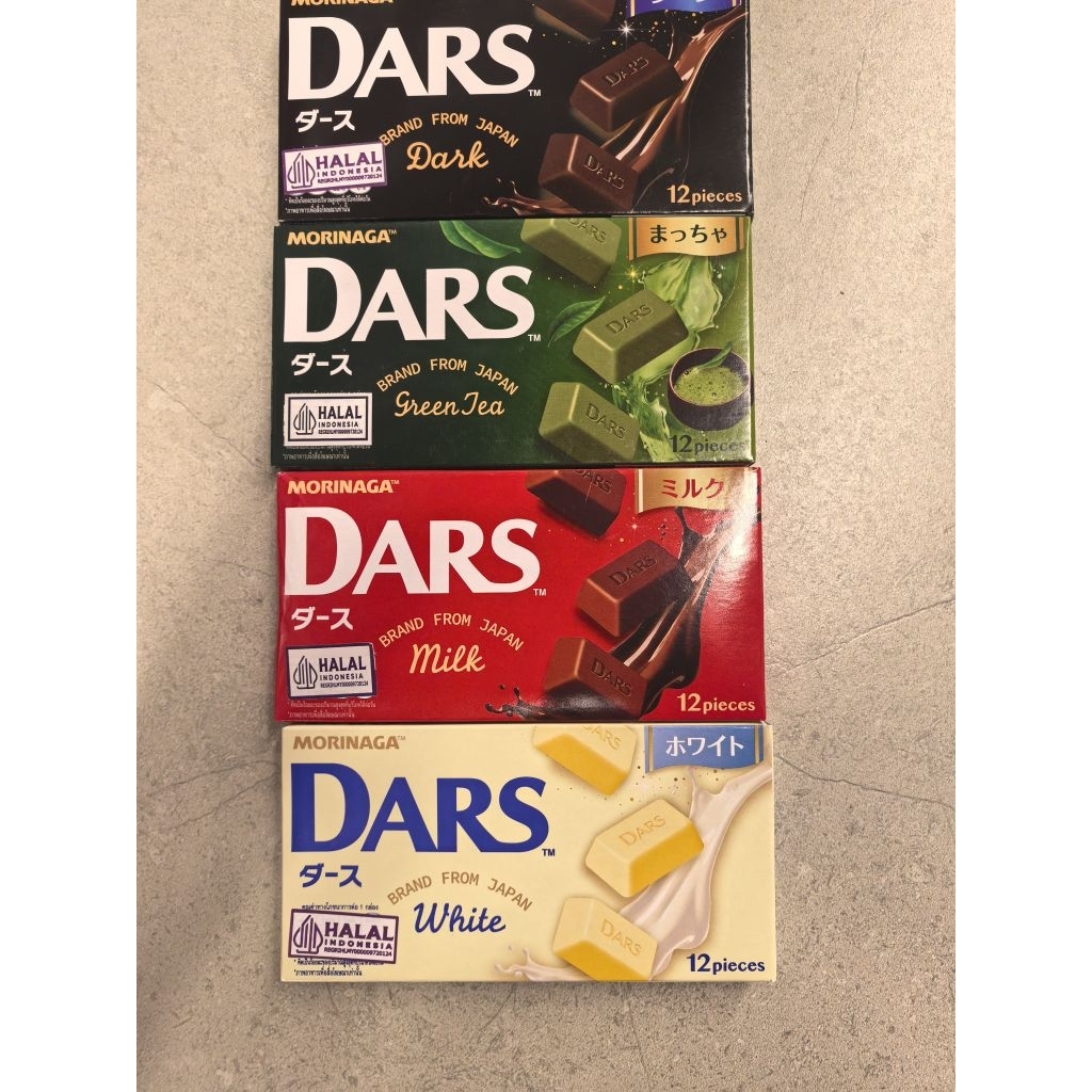 MORINGA DARS DARK CHOCOLATE. DARS GREENTEA. DARS MILK CHOCOLATE. DARS WHITE CHOCOLATE. COKLAT DARS. 
