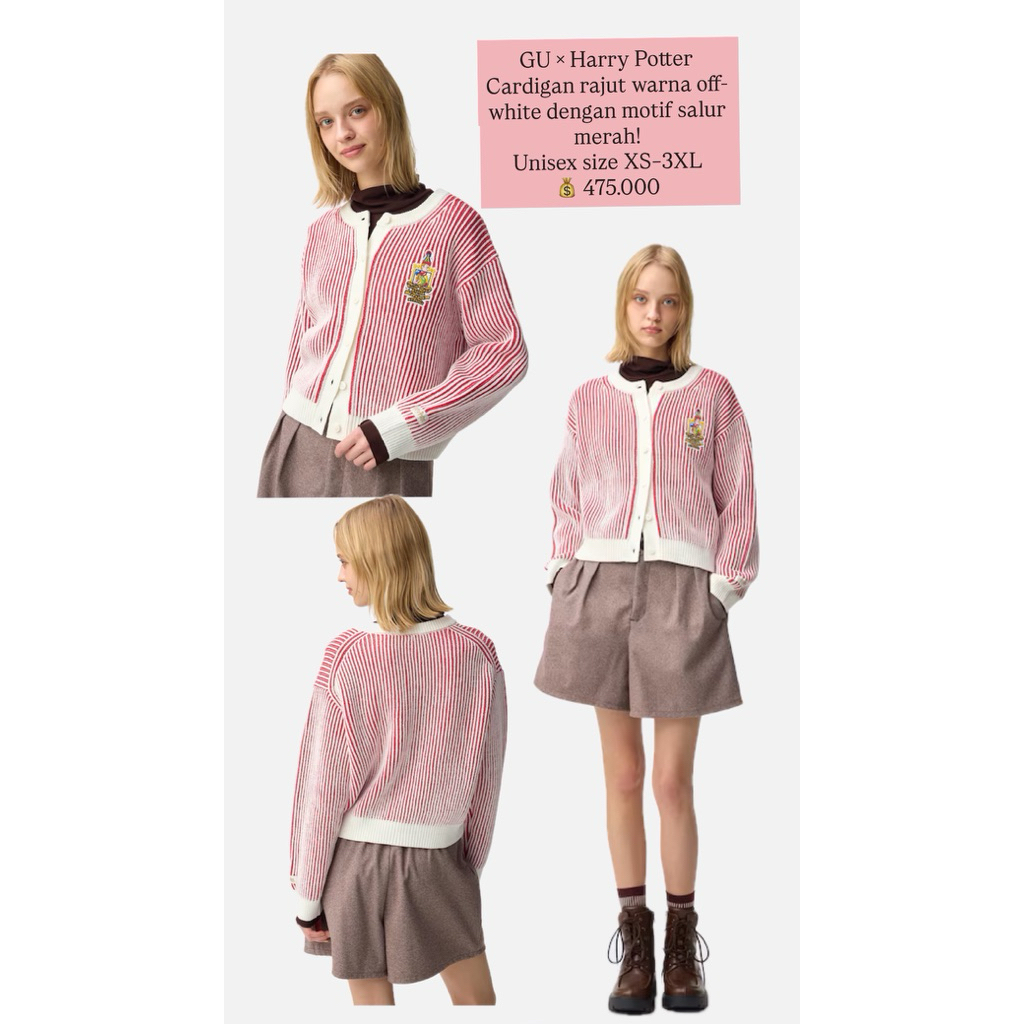 GU JEPANG Crew Neck Cardigan Harry Potter
