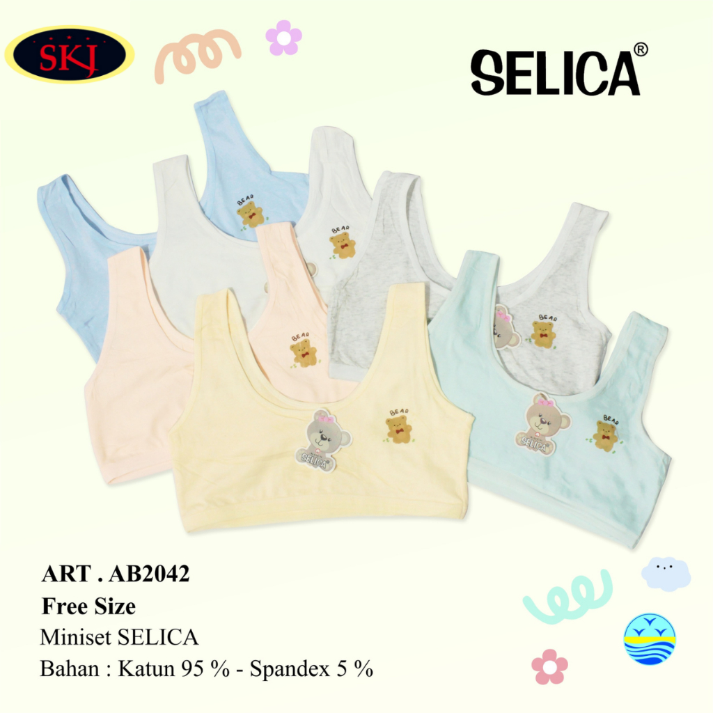 MINISET SELICA Anak Remaja Polos Kaos Tanpa Kawat / Pakaian Dalam Perempuan ABG - 2041 2042 2043