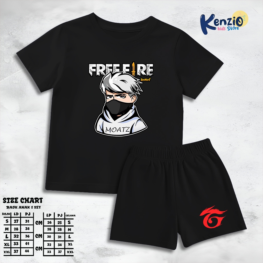 Baju Setelan FreeFire Anak Laki Laki - Kaos Distro Karakter FreeFire