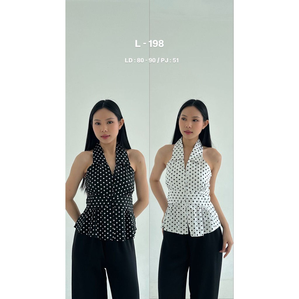 SORA | Halter Top Polkadot Kerah Tengah Kancing