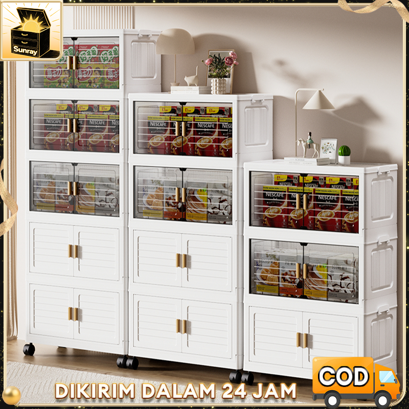 Lemari Penyimpanan Lipat Multifungsi | Lemari Kecil Penyimpanan Lebar 35cm | Alat Penyimpanan Rumah