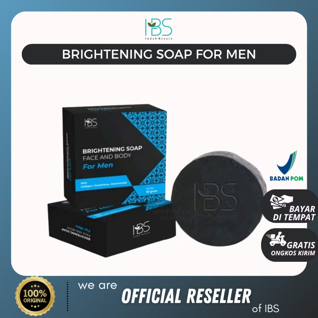 IBS Brightening Soap For Men 50gr - Mencerahkan Wajah & Tubuh Sabun Pria