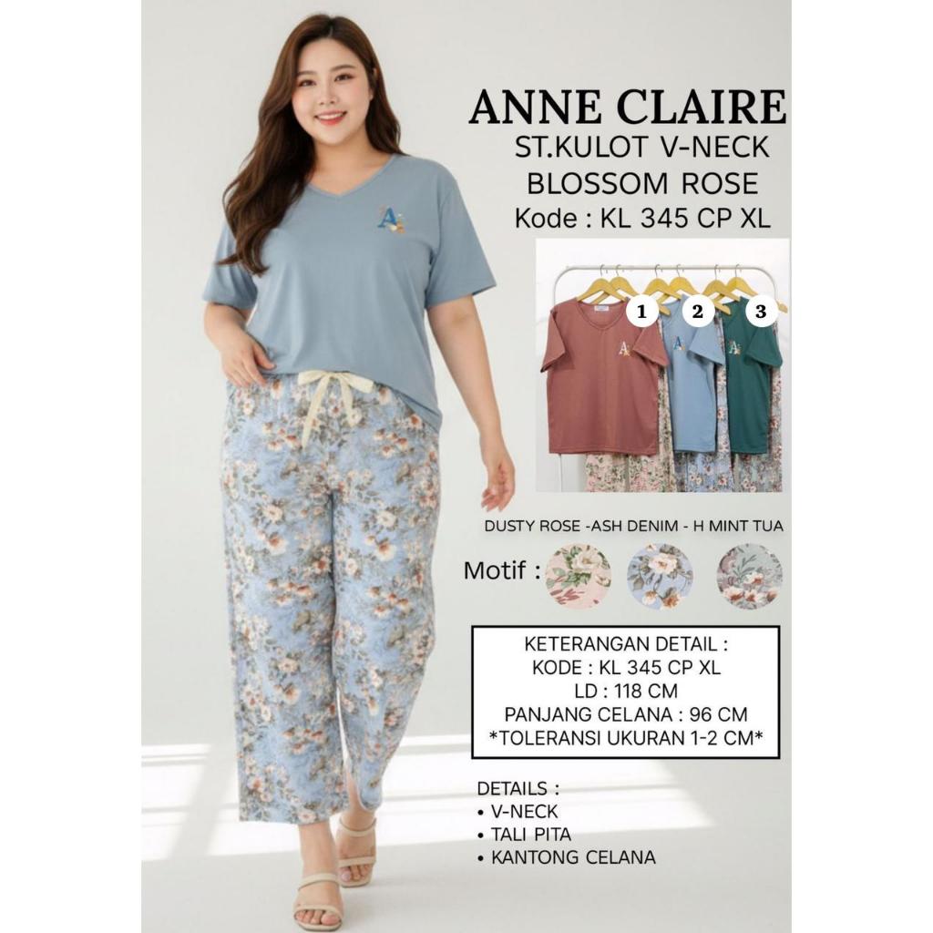 Piyama Kulot CP Lengan Pendek - Celana Panjang Jumbo / Big size XL Dewasa Anne Claire BabyDoll Tidur