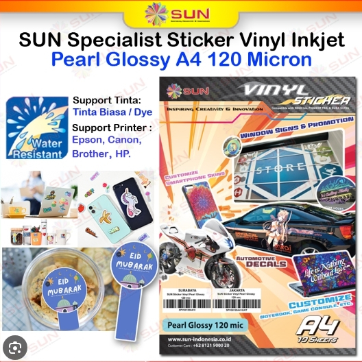 Sticker Vinyl Inkjet Anti Air A4 - Kertas SUN Sticker Vinyl Inkjet  Glossy | Quaff Kertas Stiker Vin