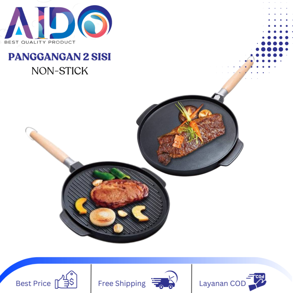 alat panggang alat grill panggangan 2 sisi Wajan Pemanggang Daging Alat Panggang Daging 2 Sisi