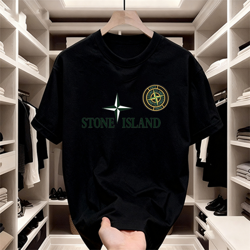 100% Original – Stone Island Kaos Pria Premium Oversize Tshirt Cotton Tebal Kualitas Super
