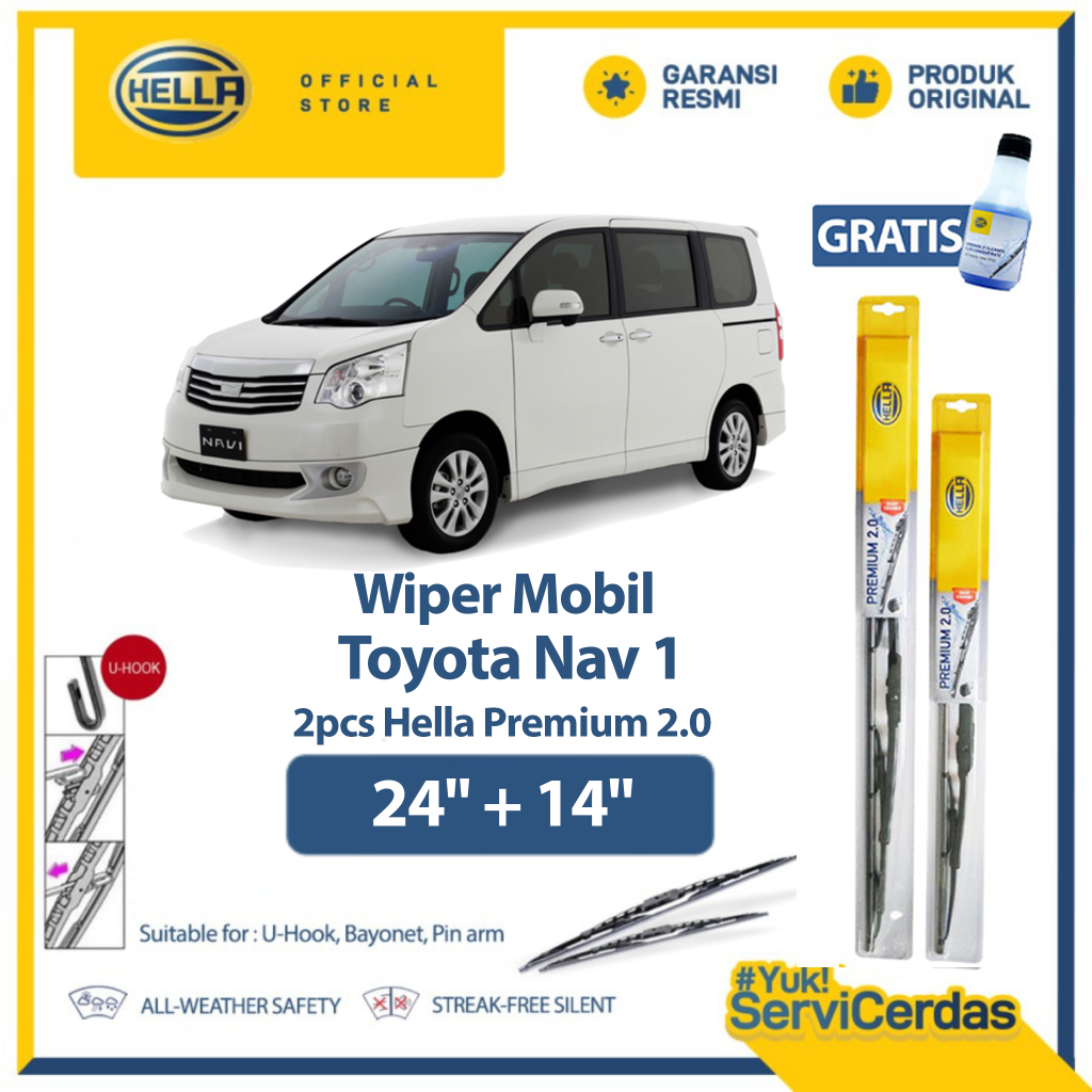 Wiper Mobil TOYOTA Nav1 24” + 14” (2pcs) - HELLA Premium 2.0