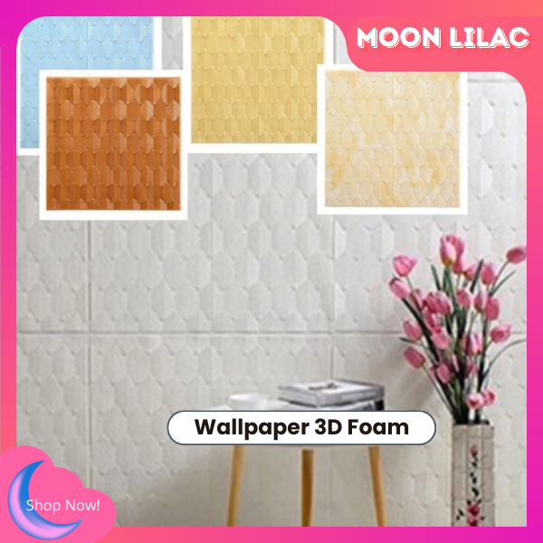 HL0540 Wallpaper 3D Foam Wallpaper Dinding 3D Motif Foam Batik Modern