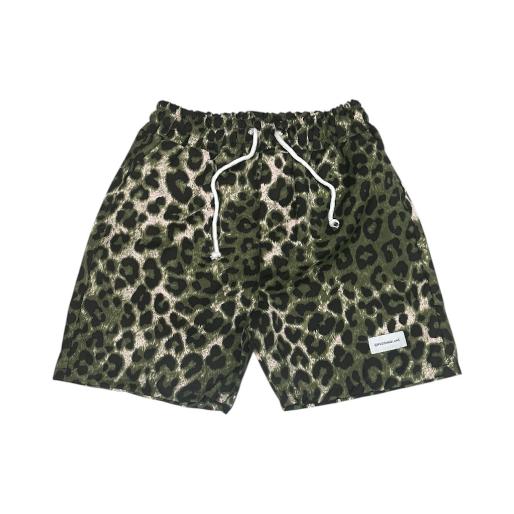 Puddinglane Celana Pendek Unisex Pria Wanita Short Pants Leopard Gianna