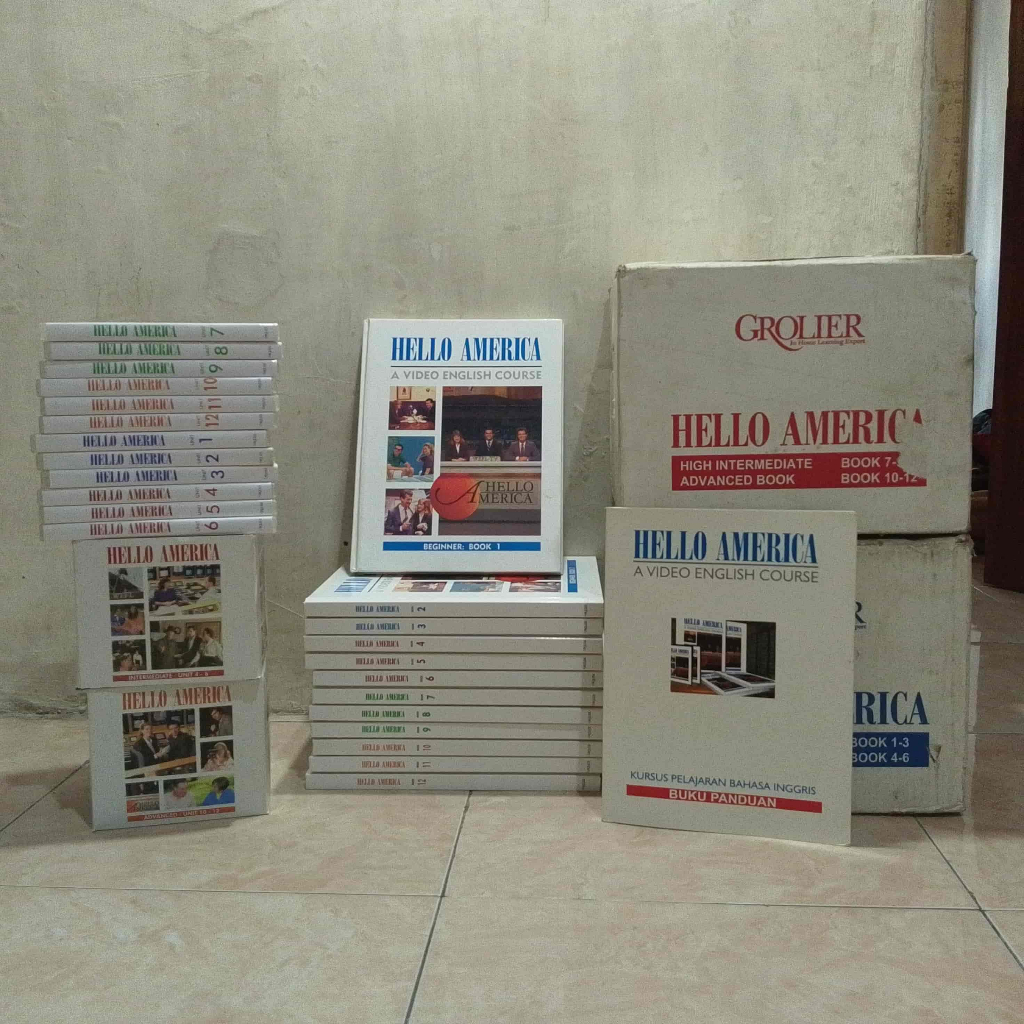 Buku Belajar Bahasa Inggris Hello America Grolier - 12 Buku - 12 Vcd - 48 Cd Audio