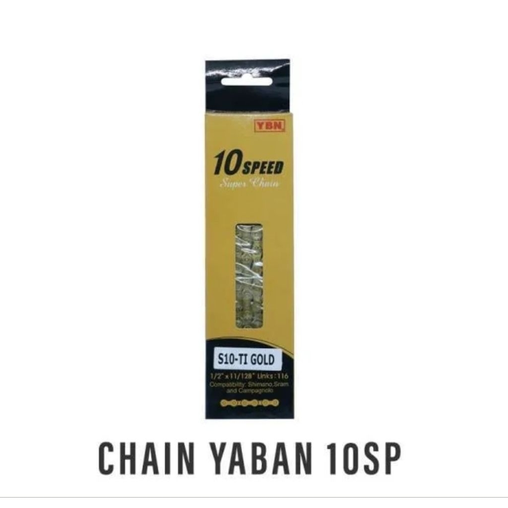 Rantai sepeda YBN S10 Ti Gold 10 speed chain ybn S10 Ti gold rantai sepeda emas rantai sepeda 10 spe