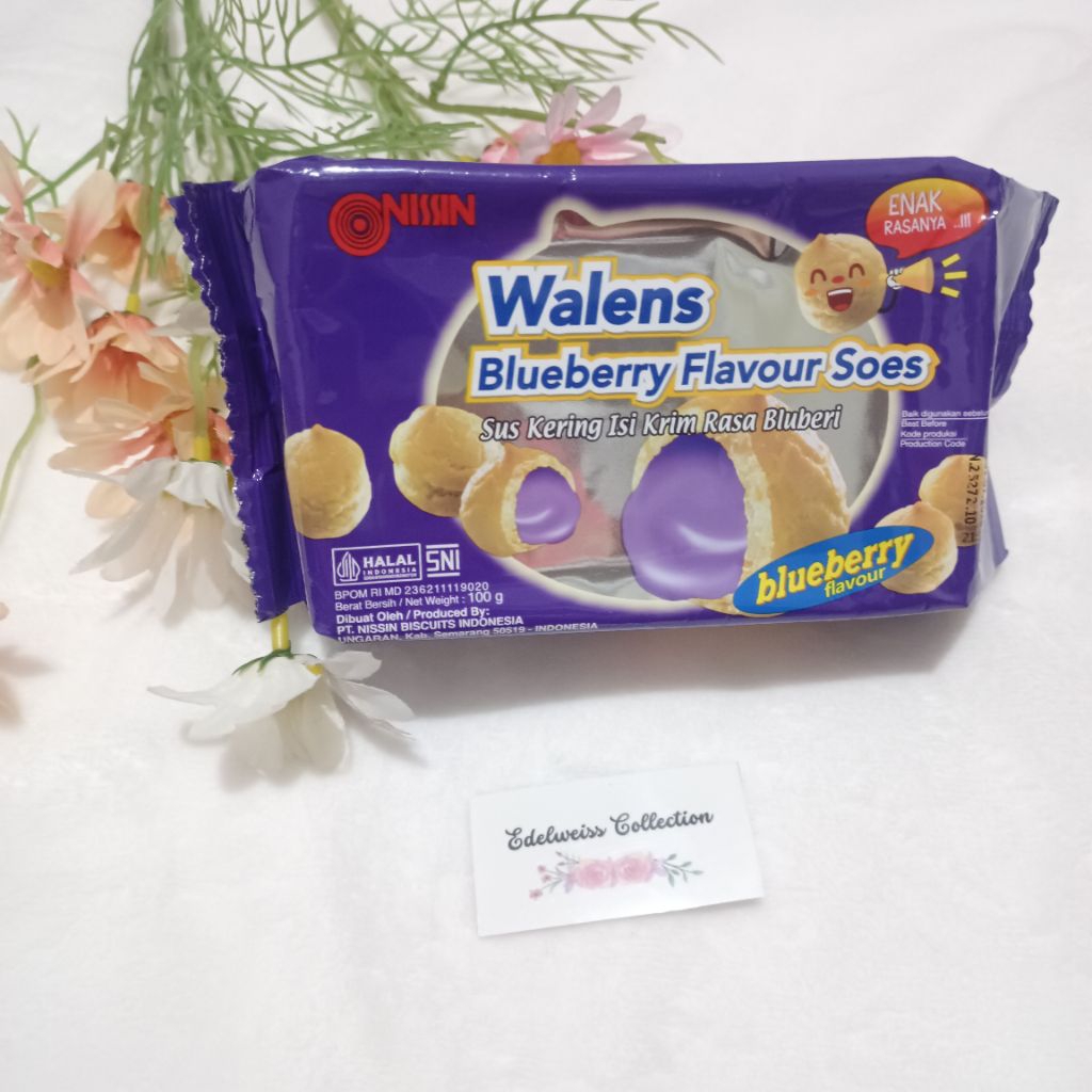 Nissin Wallens Soes Blueberry Soes Kering Isi Krim Blueberry
