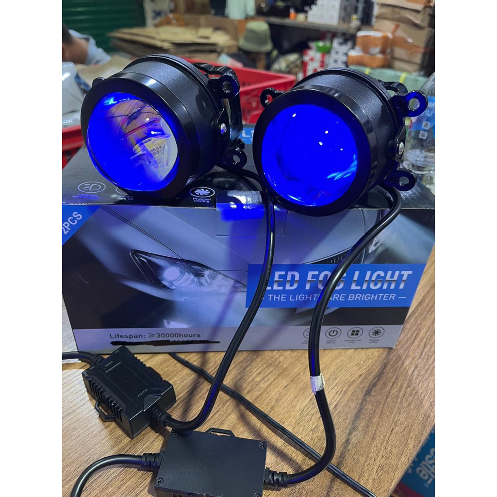 Foglam Biled 3 inch Bluelensa 3 Warna Cahaya Foglamp Mobil 50Watt Universal