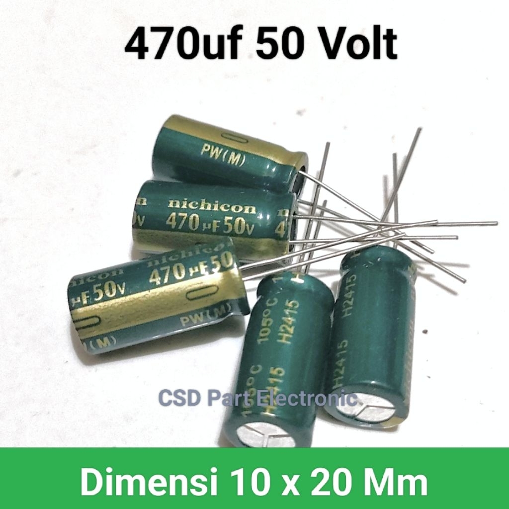 ( 5 Pcs ) Elko 470uf 50V Nichicon Capasitor Elco 470uf 50 Volt Hijau