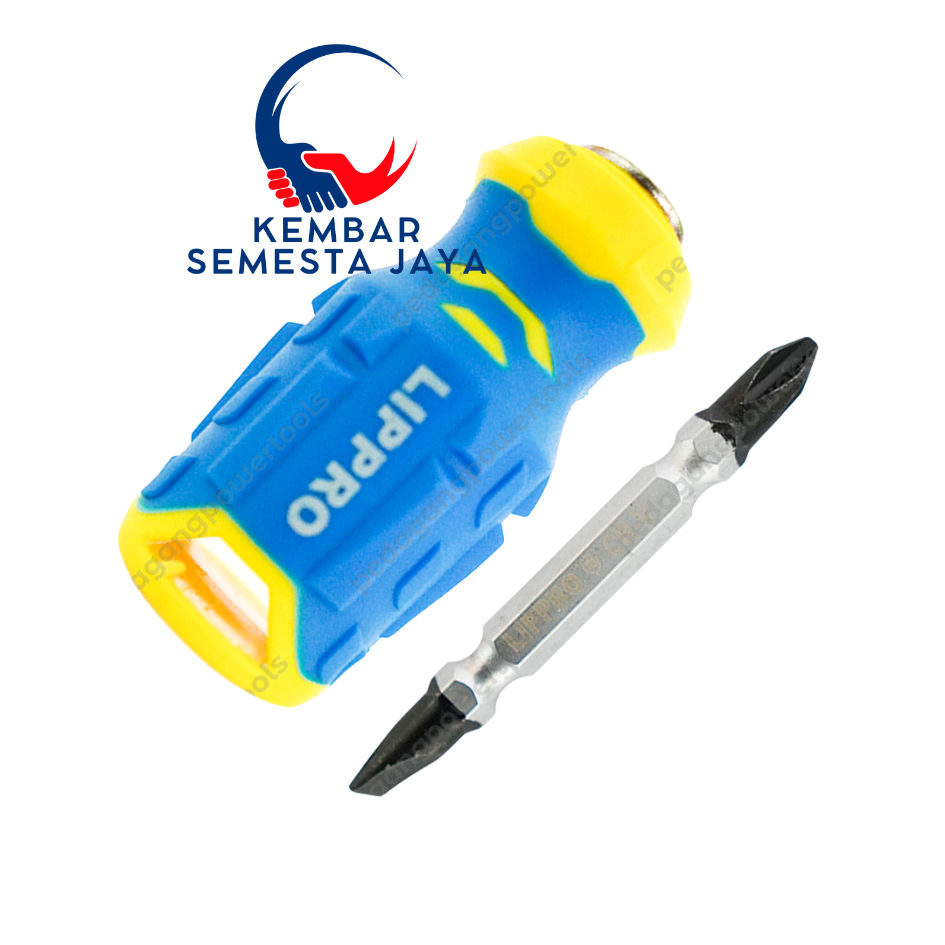 LIPPRO 126HCS-23W Obeng CEBOL Bolak Balik +/- Stubby 2 Way Screwdriver