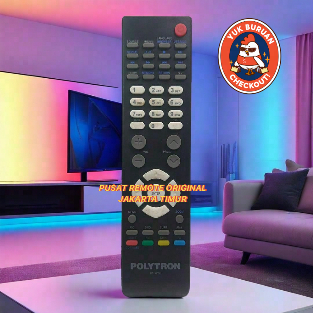 REMOTE REMOT TV POLYTRON LED LCD 81G280 SERI PLM ORIGINAL ASLI