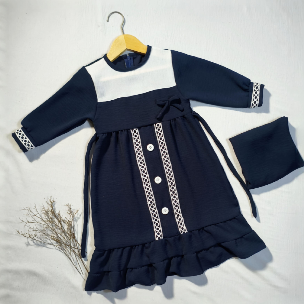 NAZIRA set pakaian anak perempuan gamis anak usia balita beragam varian warna marun navy hijau mint 