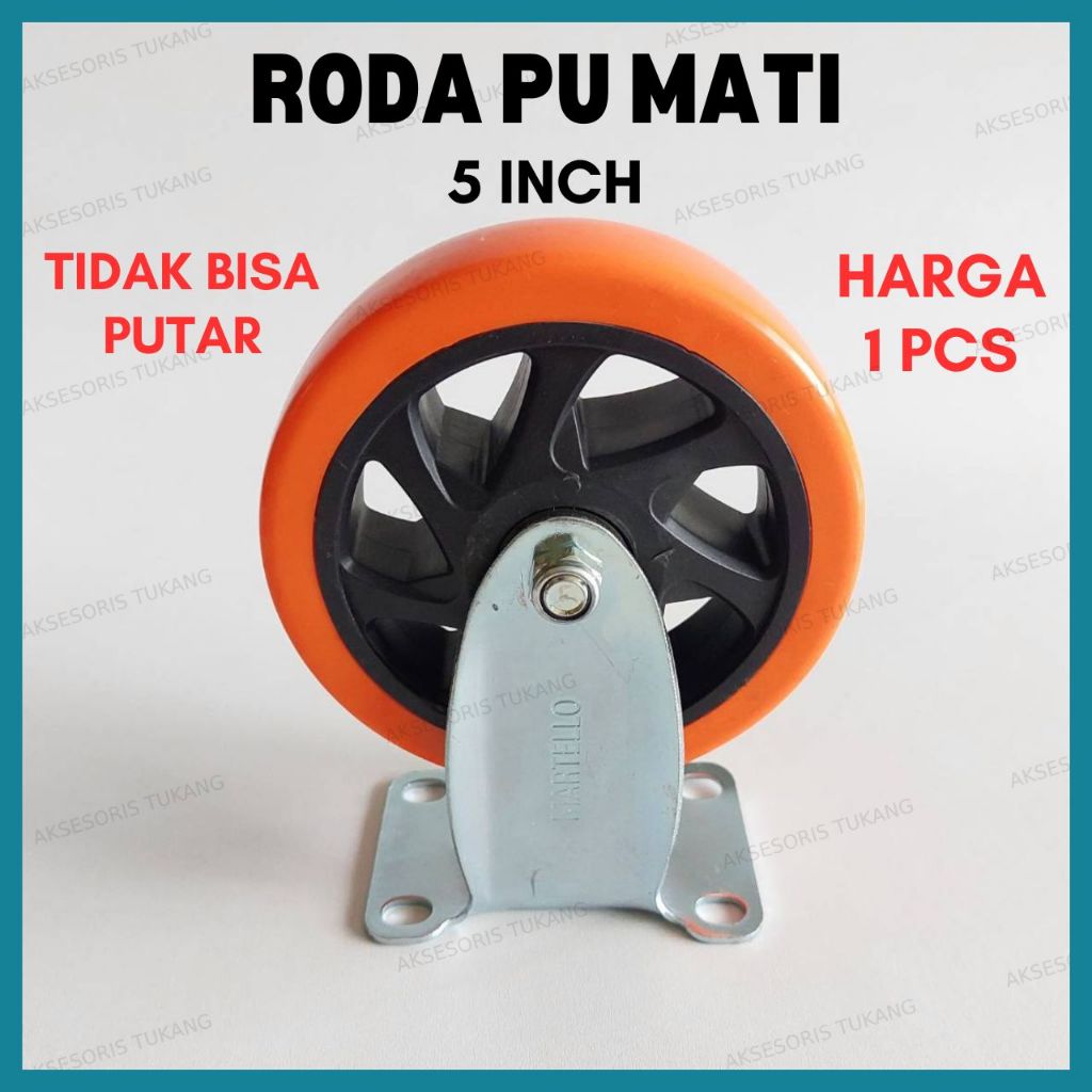 Roda PU Troli 5 Inch Mati / Roda Caster Etalase Rak Medium Duty Orange 5" Inci