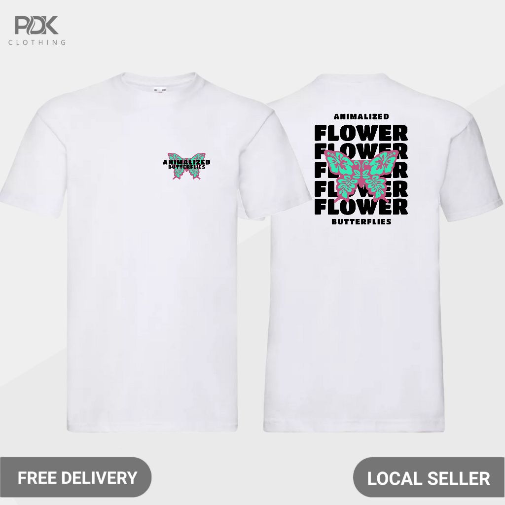 Animalized Kaos Pria Baju Kupu Kupu Butterfly Wildflower Fusion Evolving