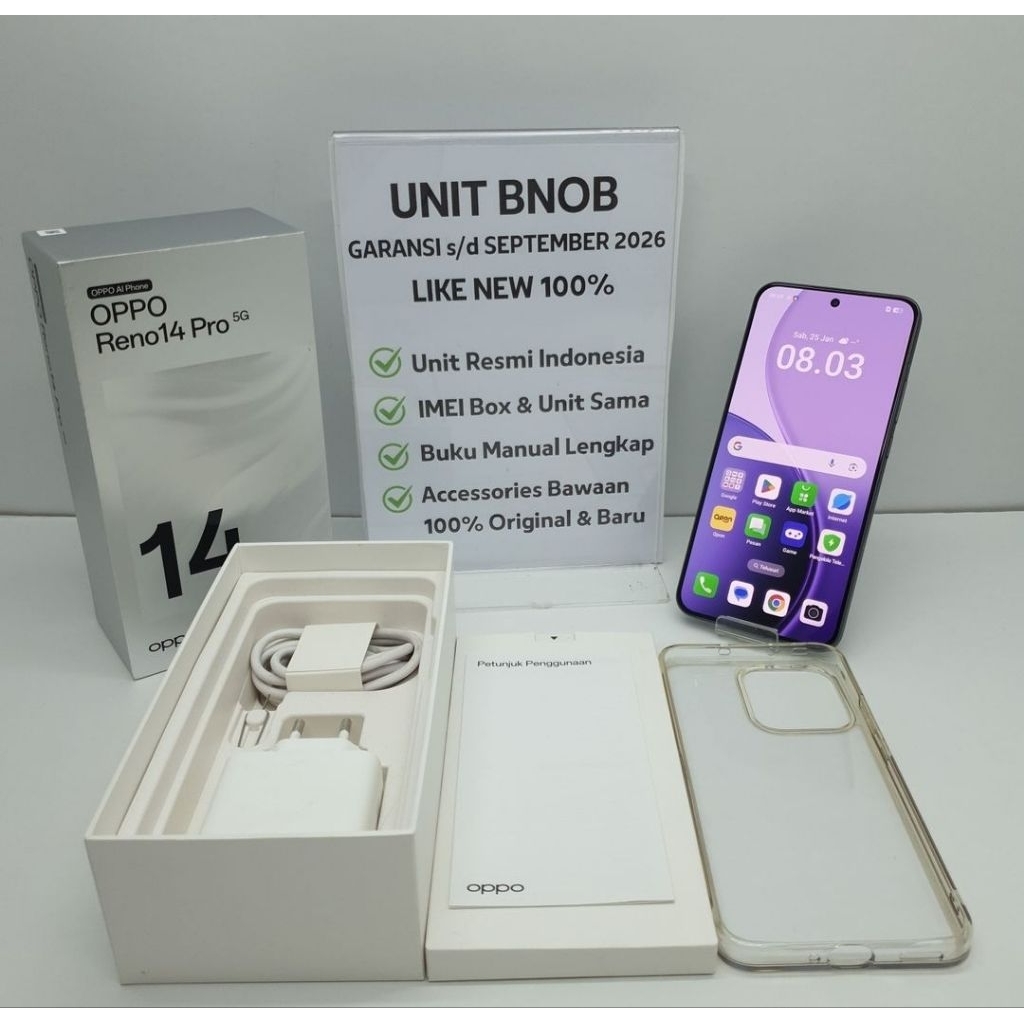 Oppo Reno 14 Pro 5G | ram 16gb | Memory 512 512gb | Fulset Garansi OPPO Agustus 2026 | Mulus Like Ne