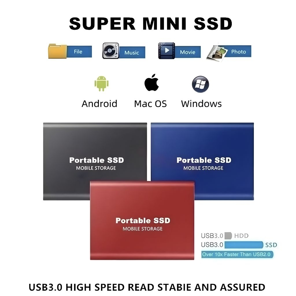 Hardisk Eksternal SSD 1TB 2TB 4TB – External Hard Drive USB 3.1 Super Cepat HP Laptop Android