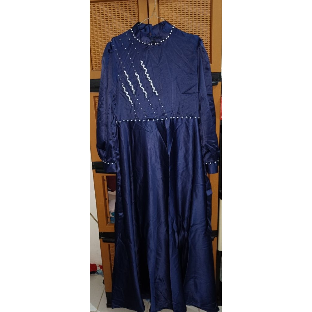 Preloved Dress satin velvet payet || Baju kondangan Navy ||