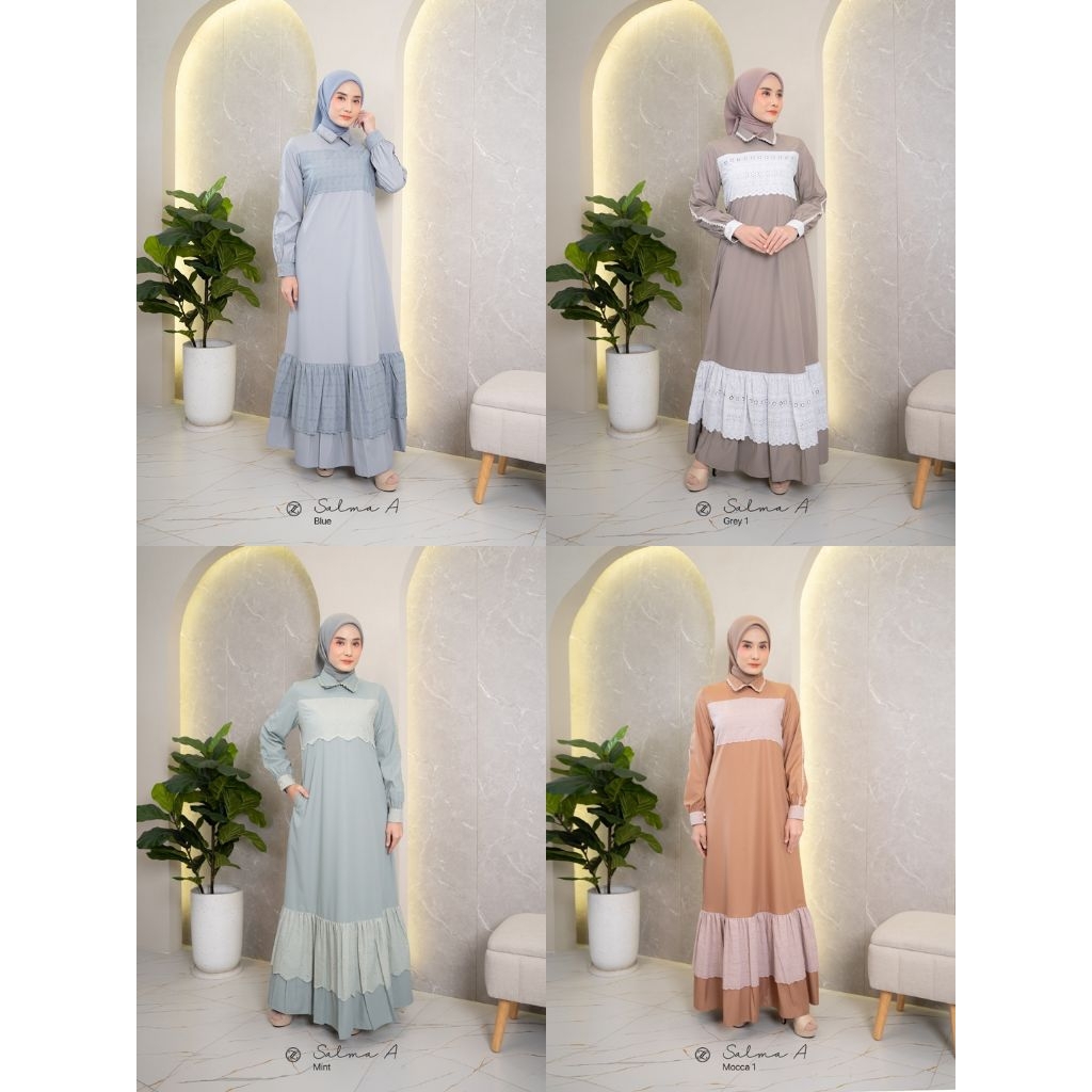 Salma dress by zalifa, gamis zalifa, gamis motif, gamis simple