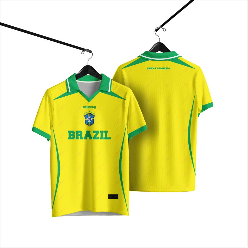 ESTONICALS- JRSY BRAZIL RETRO/JERSEY VINTAGE BRAZIL/JERSEY PREMIUM DRY FIT/CASUAL UNISEX