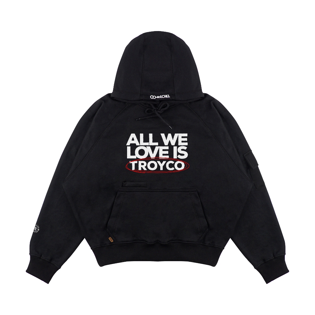 Troy Company Boxy Arm Pocket Hoodie All We - Hoodie Boxy Hitam BAPH 3431