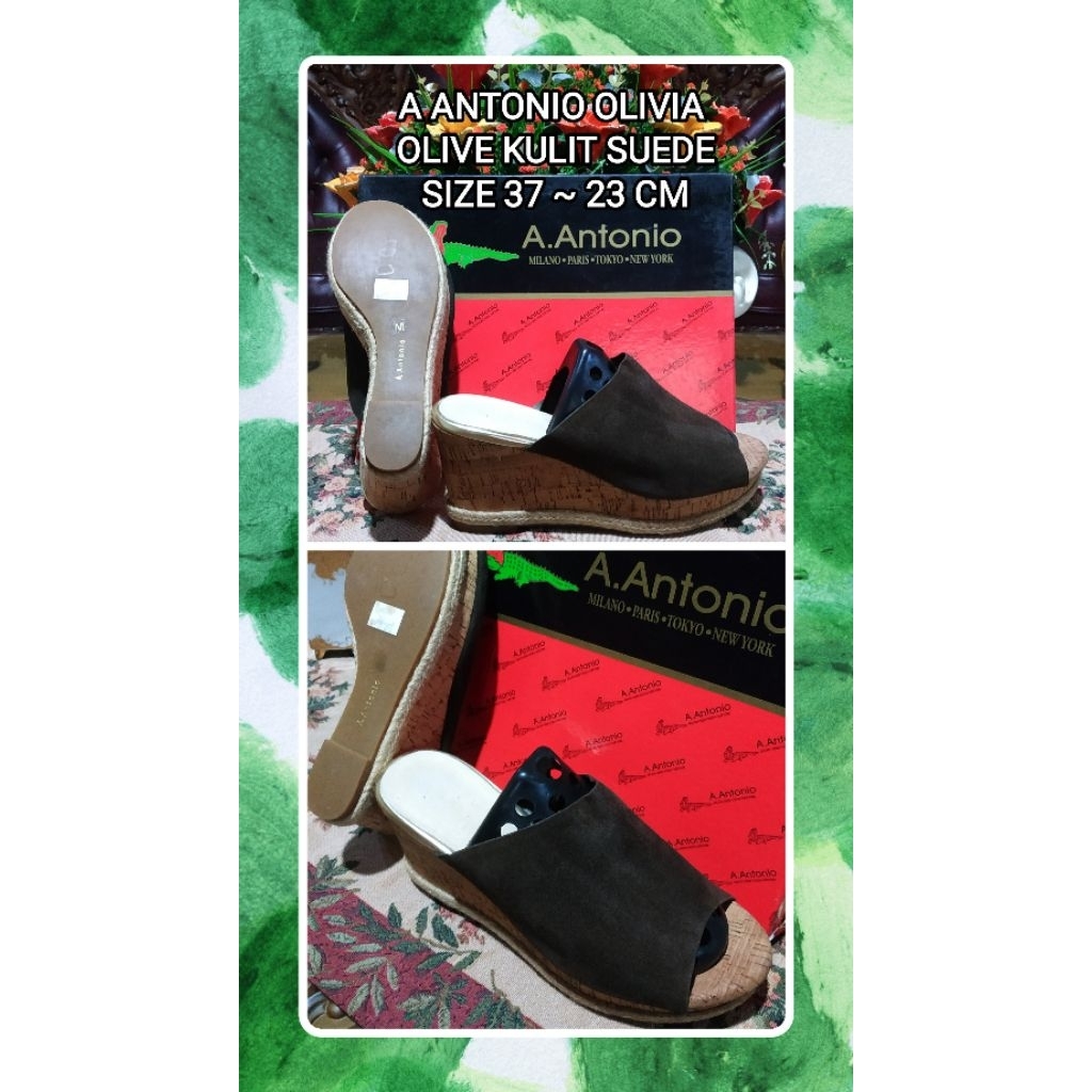 NEW LAST STOCK SANDAL WANITA A ANTONIO SIZE 37 OLIVIA BROWN KULIT SUEDE